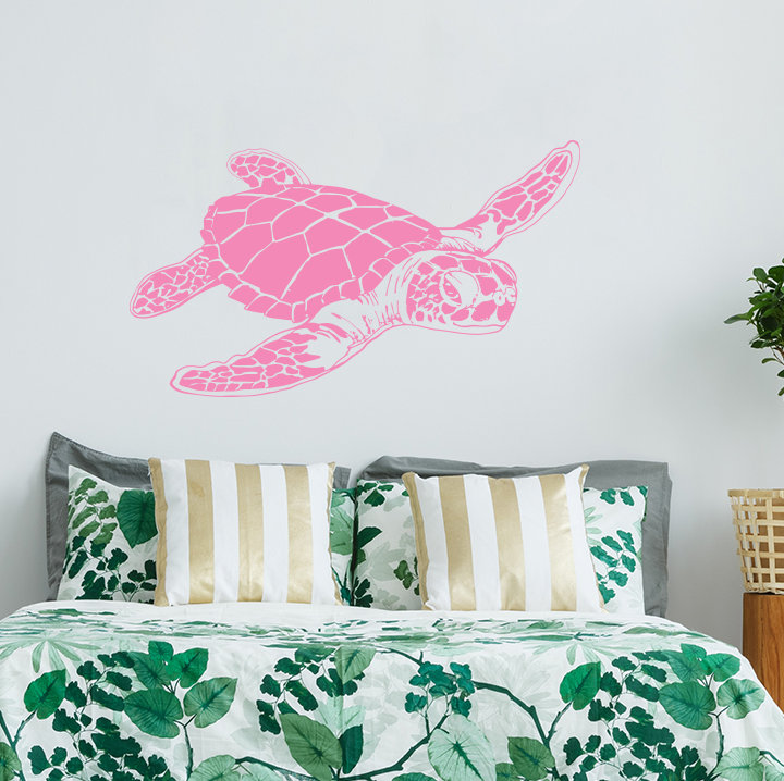 Décalcomanie murale tortue de mer, Rose tendre