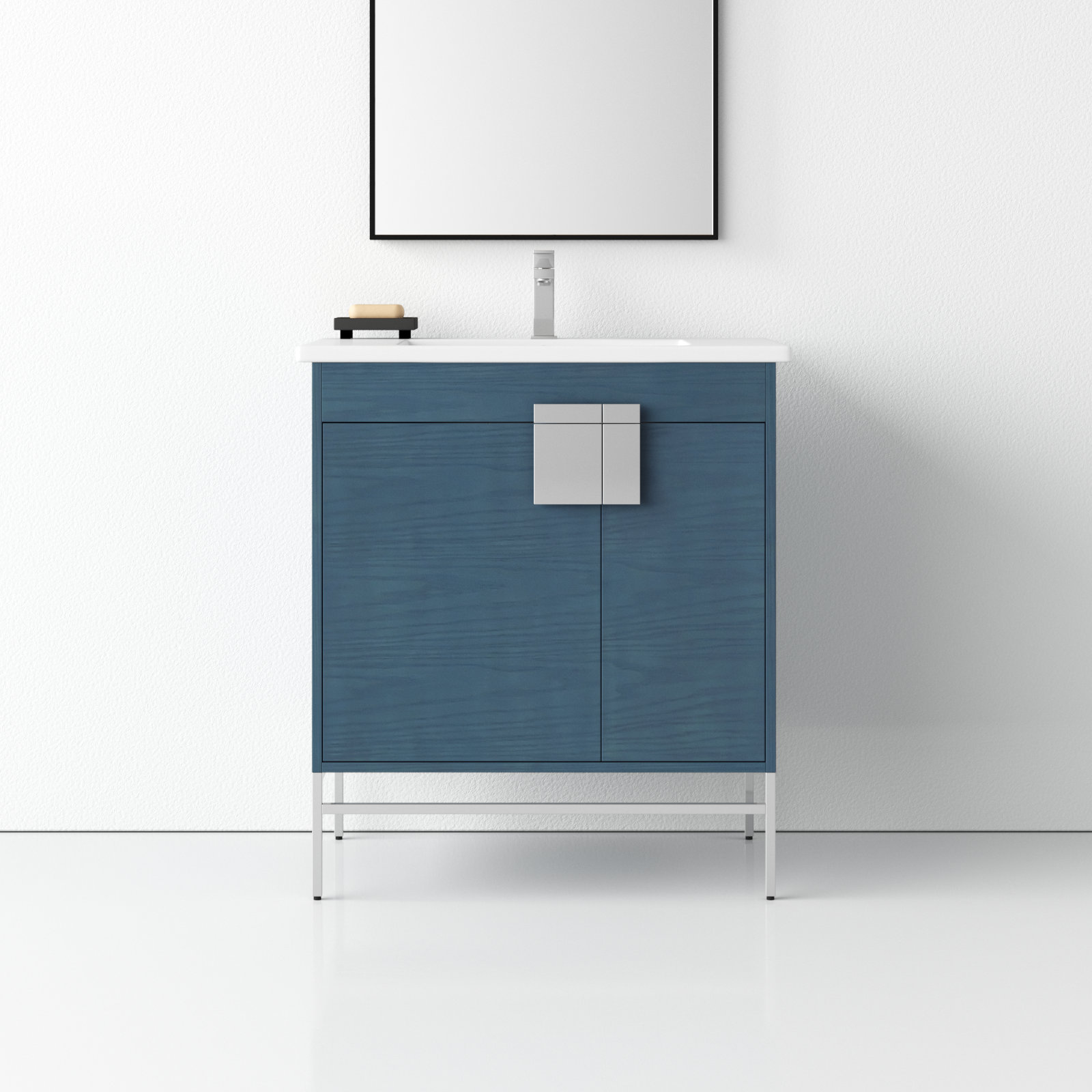 Maisie 30'' Single Bathroom Vanity, Polished Chrome, French Blue