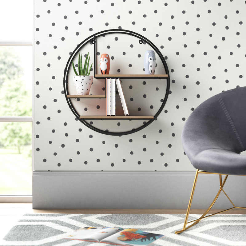 Elysant 3 Piece Circle Floating Shelf, Black