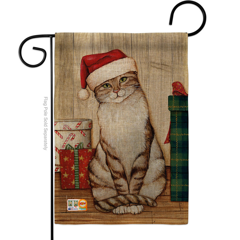 Drapeau de jardin 2 côtés en polyester 1 pi 6,5 po x 1 po christmas kitty