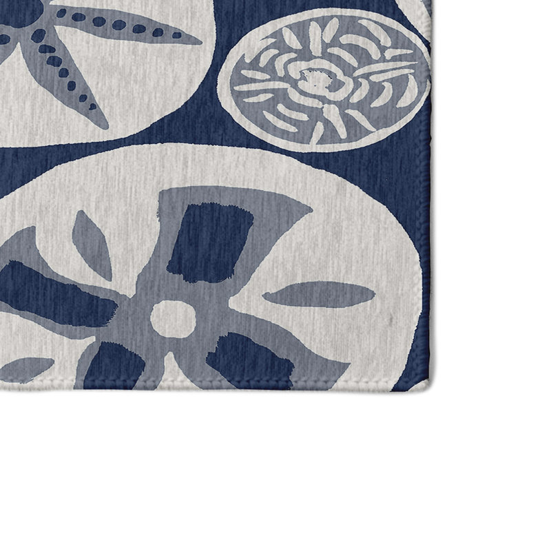 Bleu marine/beige à motif géométrique alcesta Tapis décoratif, Rectangle 2 pi x 3 pi