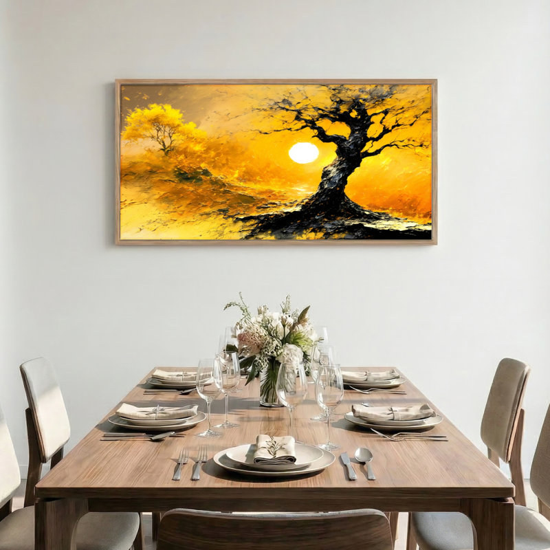 Tableau encadré « Coucher de soleil doré » (1 pièce), 122 x 61 cm, 48 x 24 pouces