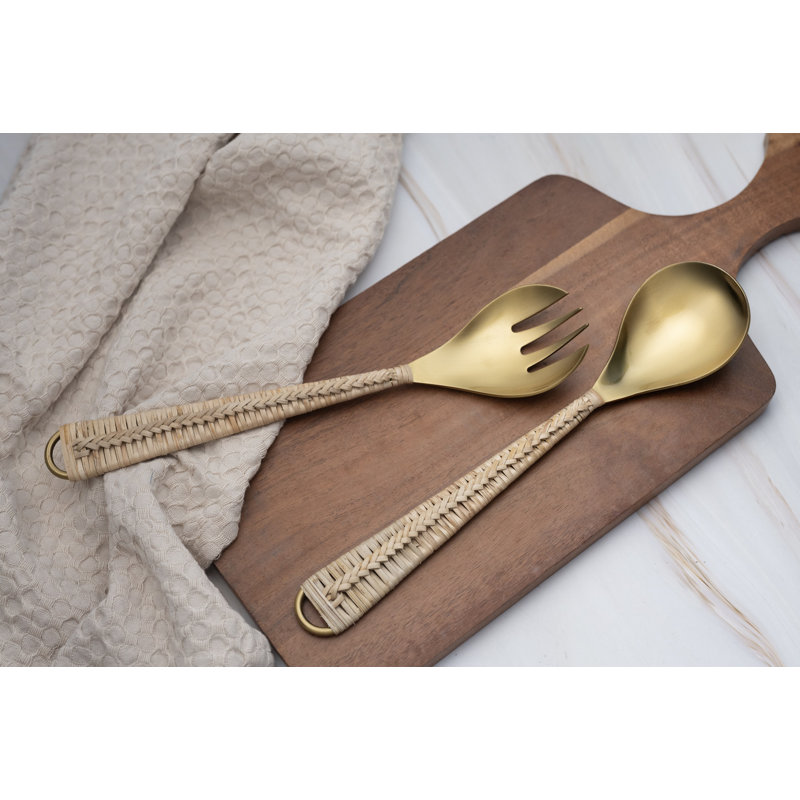 Couverts à salade en laiton avec boîte-cadeau