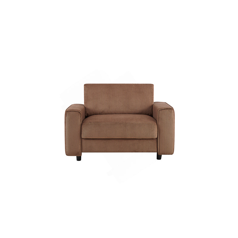Chaise rembourrée en velours côtelé Modern, Polyester brun