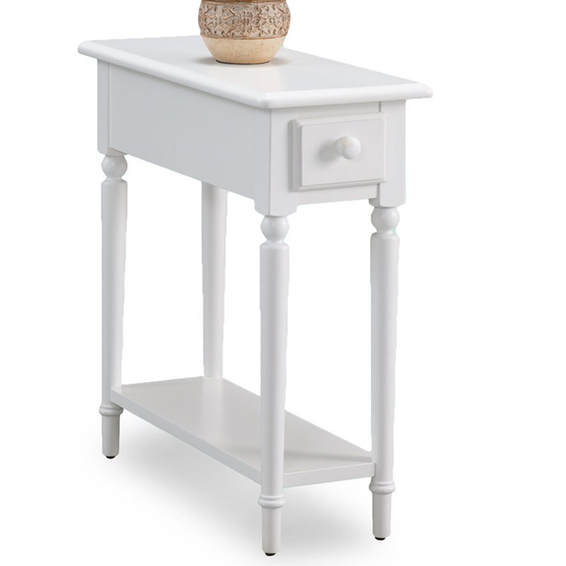 Coastal Solid Wood Narrow Side Table, Orchid White