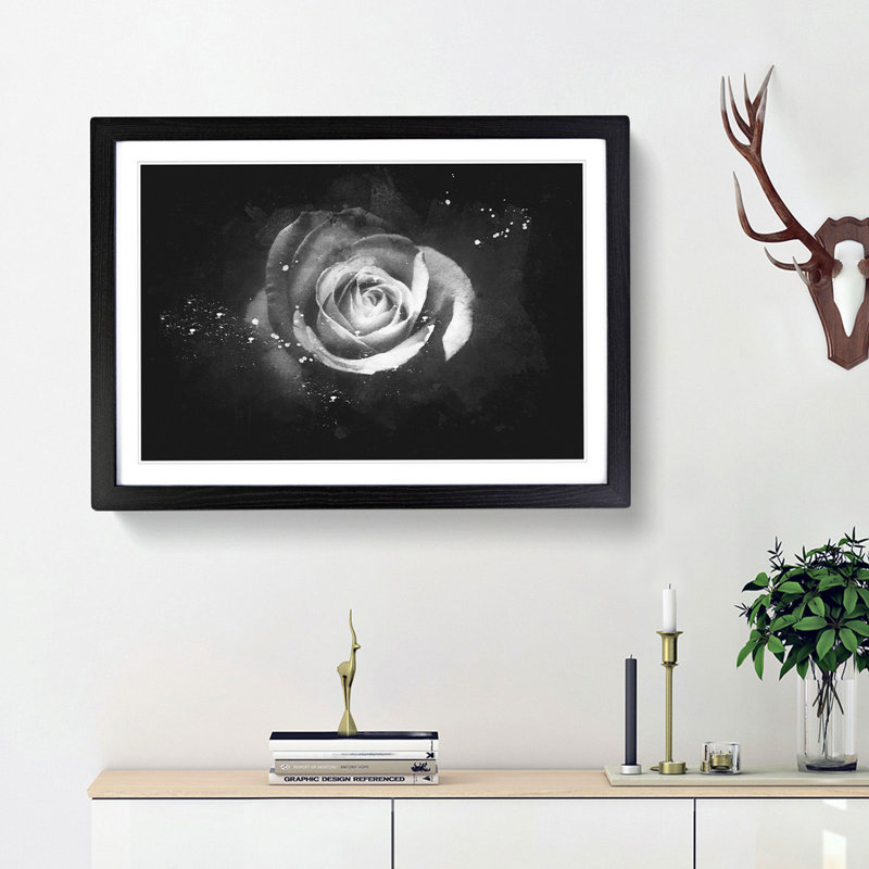 Rose Rodion Kutsaev - Picture Frame Graphic Art, 45cm H x 63cm W x 2cm D, Black Framed