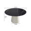Table de salle à manger 53,15 po en pierre artificielle noire ronde avec base en contreplaqué beige et polyuréthane pouvant accueillir 6 personnes.-1636623758-1636623745-1636623744