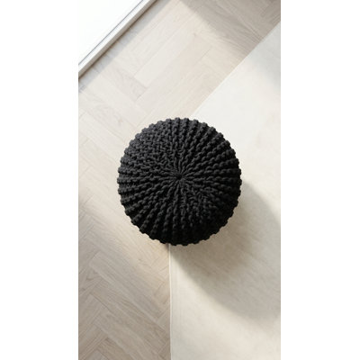 Verica 20" Wide Round Hand-Woven Upholstered Pouf Ottoman