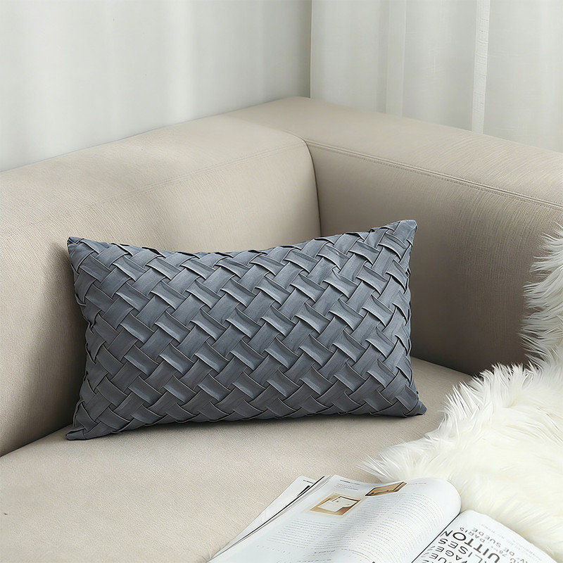 1 Pack Boho Decorative Throw Pillow Cover (12X20) – Grey Blue Weave Pattern Accent Cushion For Couch And Bed, Gray Blue