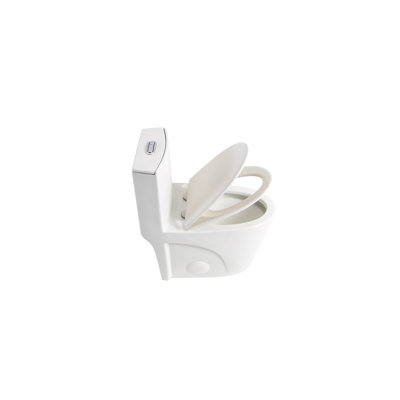 Une toilette, chasse double 1,1 / 1,6, céramique blanche brillante, siège à fermeture en douceur, chasse d'eau pour salle de bain blanche, cuve allongée, fermeture,