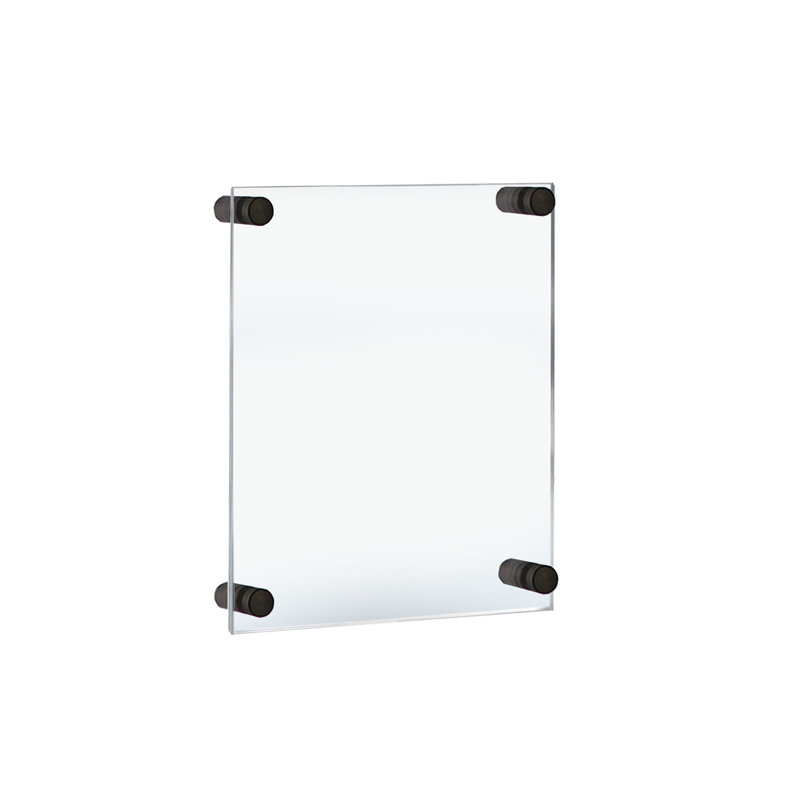 Floating Acrylic Wall Frame with Black Stand Off Caps: 17" X 22" Graphic Size, Overall Frame Size: 21" X 26"