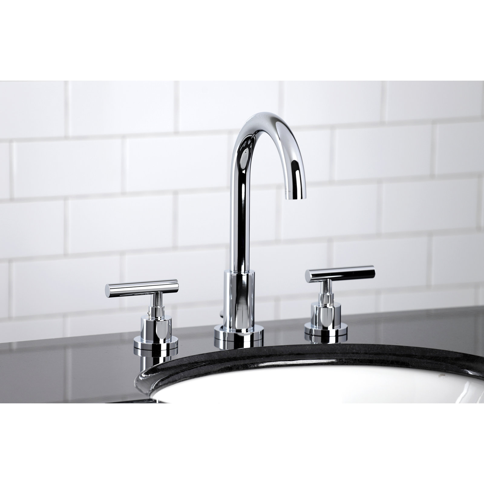 Manhattan Widespread Faucet with Drain, Polished Chrome