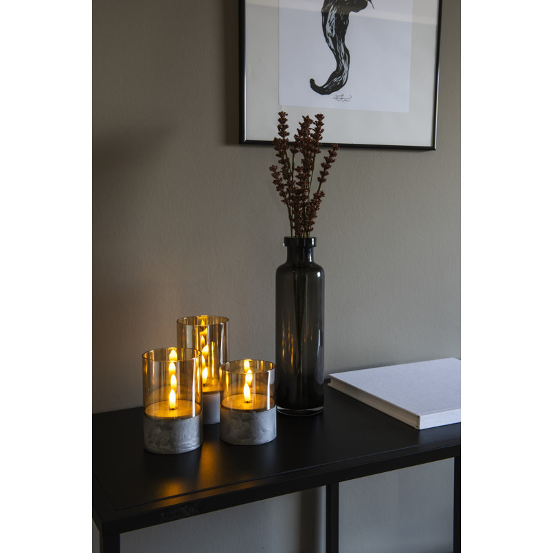 Unscented Flameless Pillar Candle, Grey