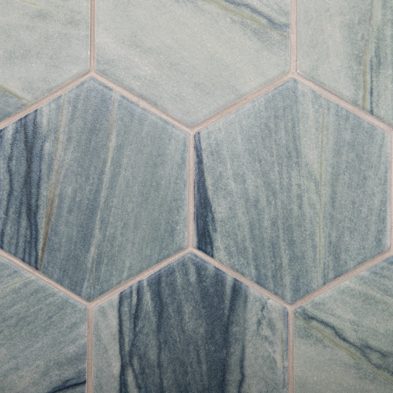 Perfection 4“ x 4" Porcelain Honeycomb Mosaic Wall & Floor Tile, Jade