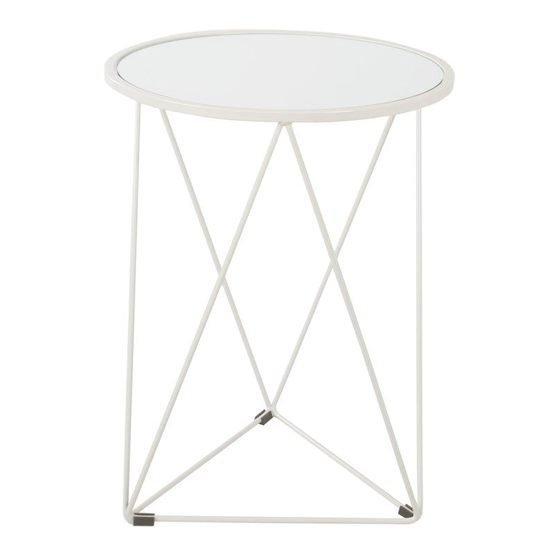 Chylie Mirrored Glass Top End Table, White