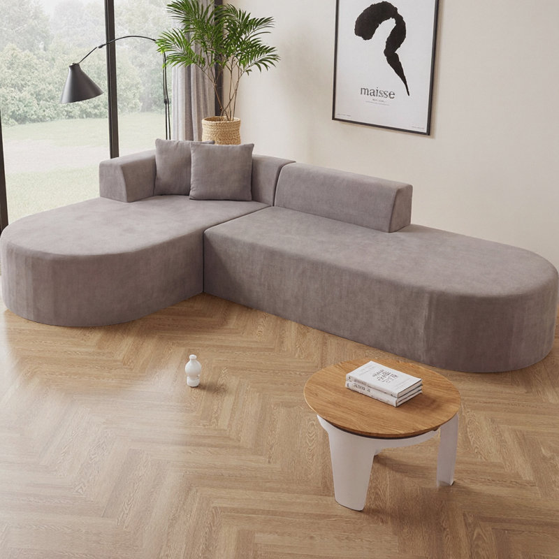 Canapé modulaire en L modulaire en L, canapé-lit sans accoudoirs en chenille avec sièges profonds et repose-pieds mobile, confortable 4 places pour le salon ou la chambre à coucher, aucun assemblage requis