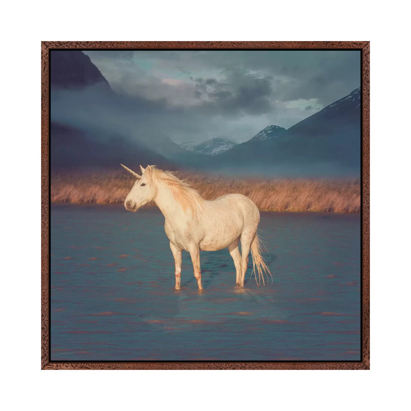 Unicorn Oil Slick by Soaring Anchor Designs - Floater Frame Gallery-Wrapped Canvas Giclée on Canvas, Brown