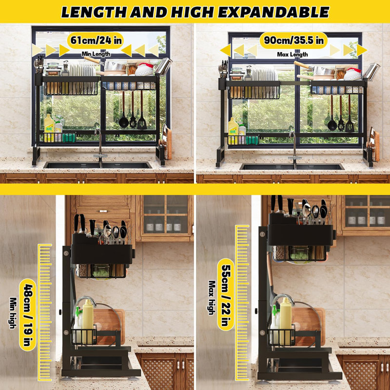 Rangement pour égouttoir à vaisselle 24 po - L 35,5 po x l 12 po x H 19 po à 22 po