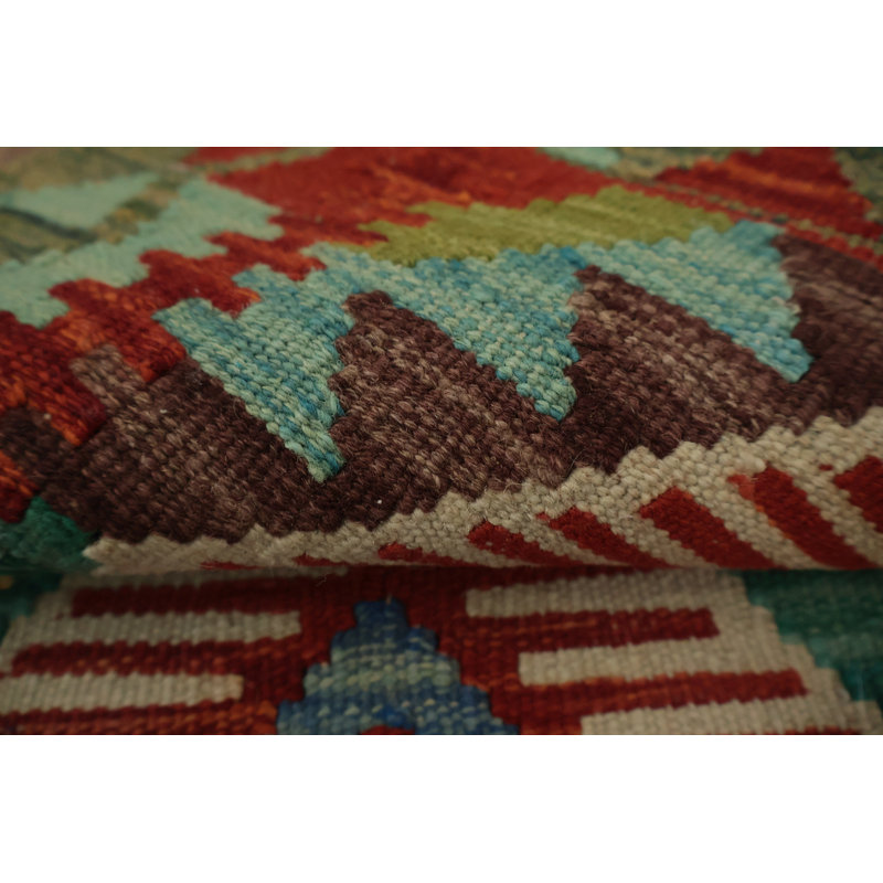 Tapis kilim à motif géométrique éclatant 2X3