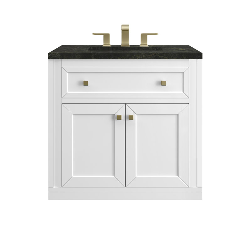 Meuble-lavabo simple l 30 po Chicago, Blanc lustré, Phantome Eclos, 8 po