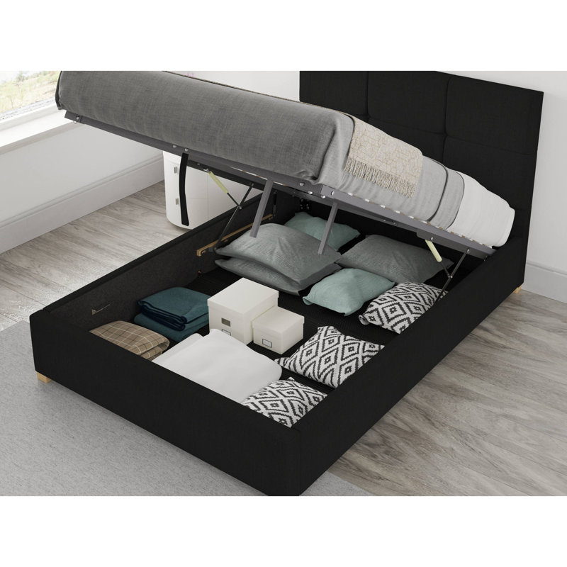 Moyers Upholstered Ottoman Storage Bed, Small Double (4'), Ebony