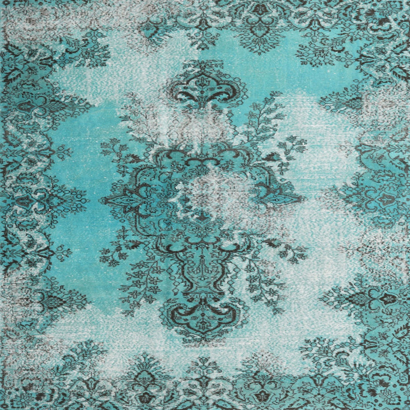 Tapis oriental bleu / gris, Rond 8 pi