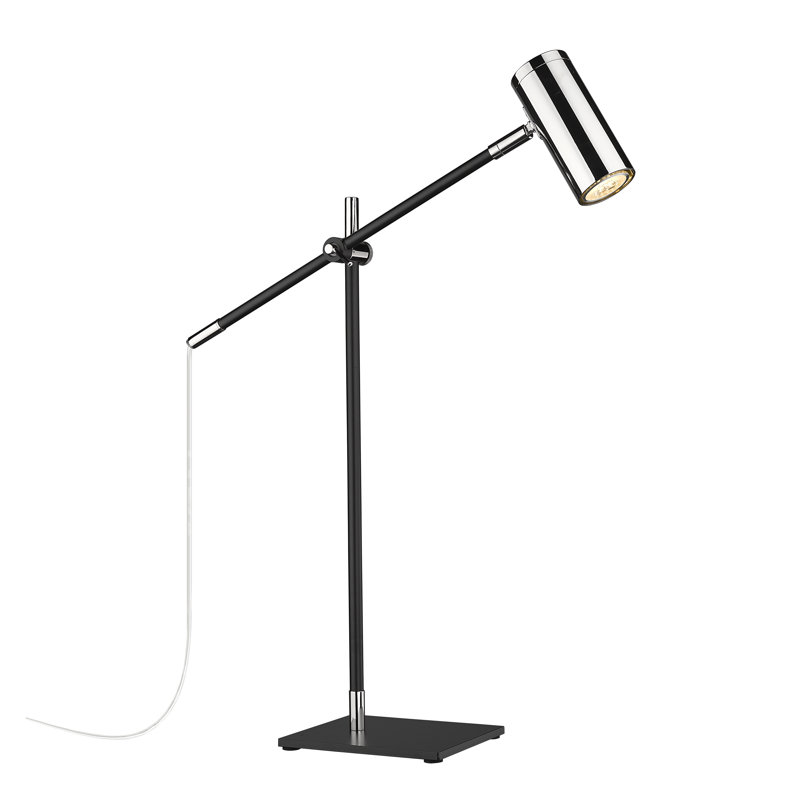 Lampe de table noire matte 21,75 po Ahmed-Farhan, Nickel poli