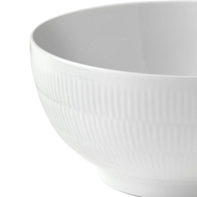 Royal Copenhagen White Fluted Serving Bowl, 4.5276" H x 9.4488" W x 9.4488" D