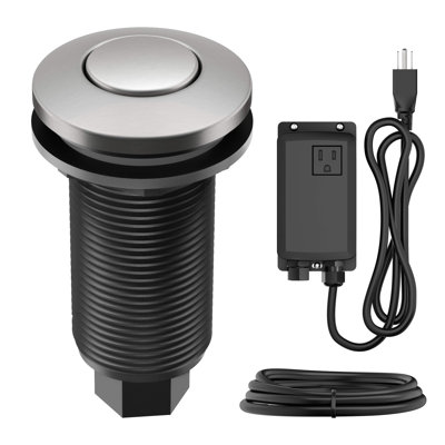 KRAUS Garbage Disposal Air Switch Kit with Push Button, AC Adapter, Power Cord, and Air Tube Included