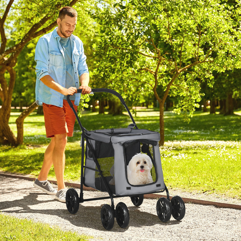 Foldable Pet Stroller, Grey/Black