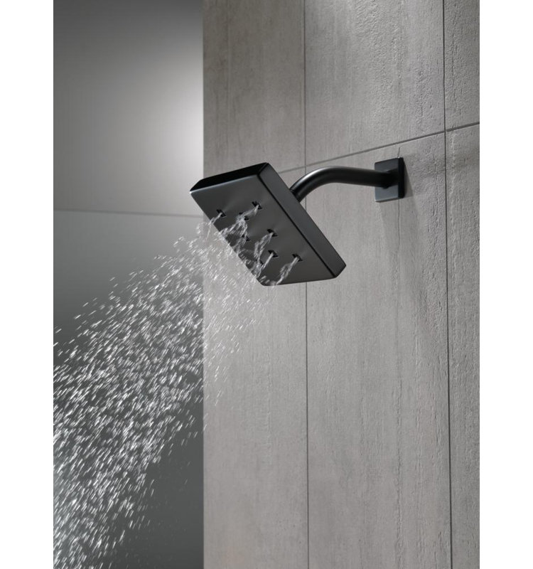 Pomme de douche fixe à réglage unique en métal avec H2Okinetic®, Noir mat