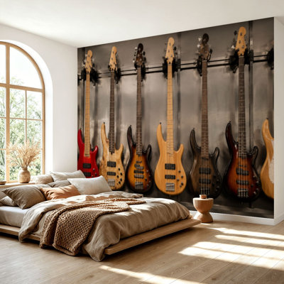 Wall Mural Peel and Stick Wallpaper Guitars musical Self-Adhesive Removable Contact Paper Wall Decor for Living Room Bedroom 69"H x 96"W