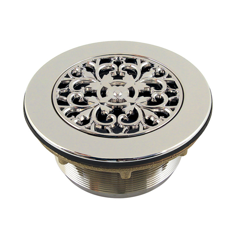 Kingston Brass Watercourse 4-1/4 Inch Round Brass Shower Base Drain, Polished Nickel