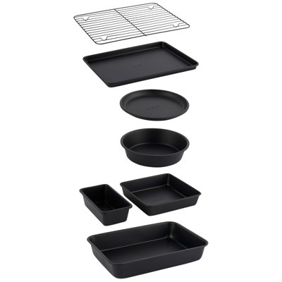 Stackable 7-Piece Bakeware Set - Nonstick, PFOA-Free, Oven Safe, Black