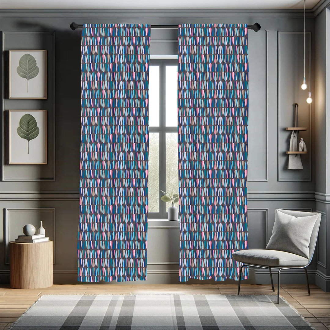 Ambesonne Mid Century Curtains, Modern Style Retro Pattern With Droplet Shapes Mosaic In Various Color Tones, Window Treatments 2 Panel Set For Living Room Bedroom Decor, 56" X 84", Multicolor (Set of 2) East Urban Home Size per