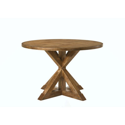 Table de salle à manger ronde à piédestal avec plateau durable et conception élégante en X