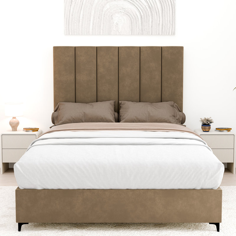 Lit plateforme tapissier Alisiana, Double court, Bourgogne