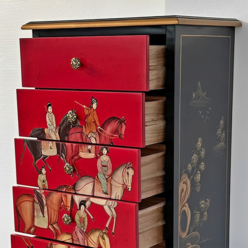 Armoire florale peinte à la main avec plateau spacieux