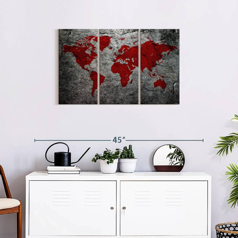 «Boulder World Map», reproduction sur toile, H 20 po x l 33 po x 1,25 po
