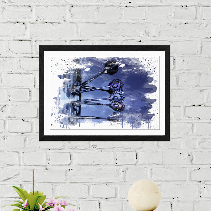 Darts and Dartboard - Wall Art, 45cm H x 62cm W, Framed Picture