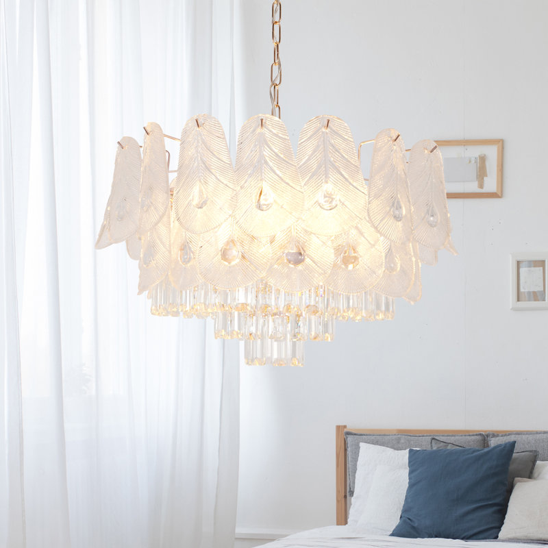 Mid-century Modern 8 - Light Crystal Chandelier Dimmable