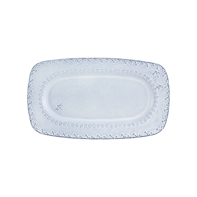 Flora Earthenware Platter, White