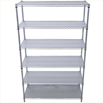 Heavy Duty Adjustable 6-Tier Wire Shelving Unit, Utility Storage, Soft Silver Metal, 84H x 48L x 20D with 6000lbs Total Load Capacity
