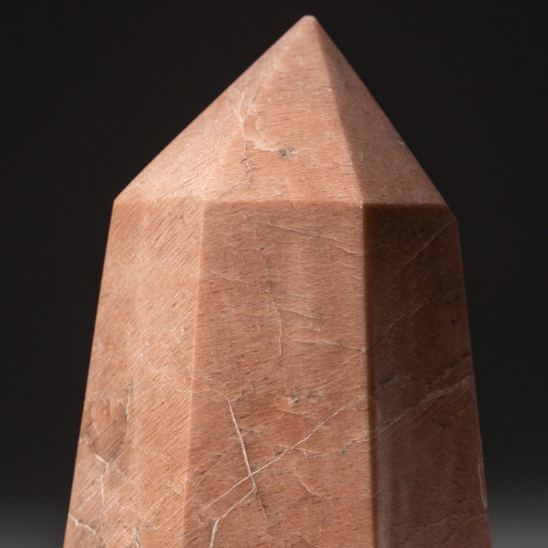 Polished Salmon Feldspar Point (2.2 Grams), 5" H x 3.5" W x 3.25" D