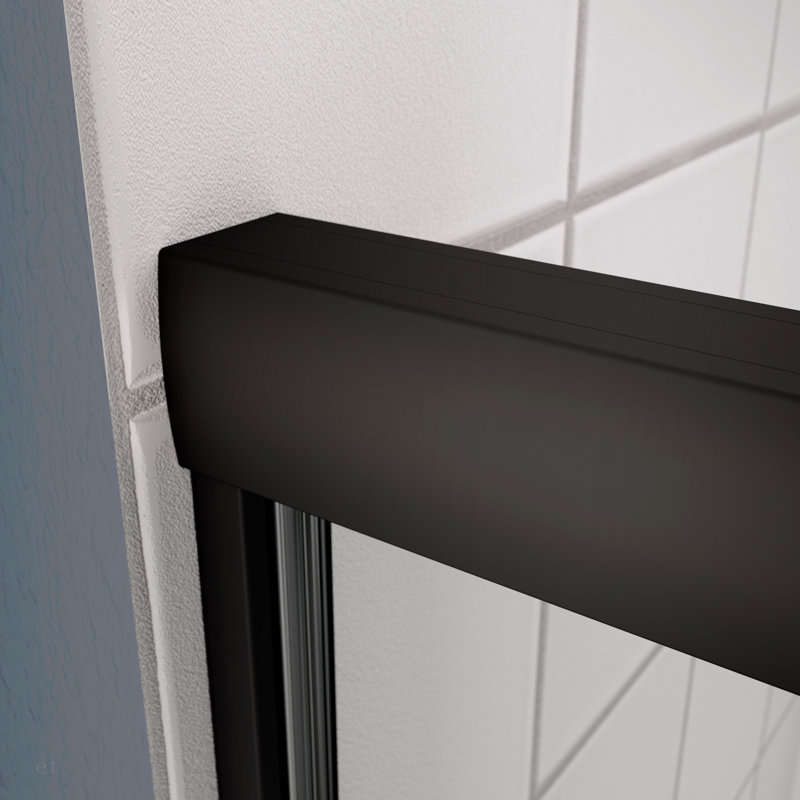 Porte de douche à dérivation, porte coulissante, avec verre trempé de 1/4 po et fini noir mat 56 à 60 po x 70 po, Noir mat