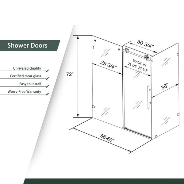 SUNNY SHOWER Corner Shower Enclosure 1/4 in. Clear Glass Double