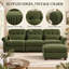 Canapé d'angle modulaire Rovesselle 3 places en chenille de 249 cm de large avec pouf amovible, coussins à volants et coussins lombaires-1370374524