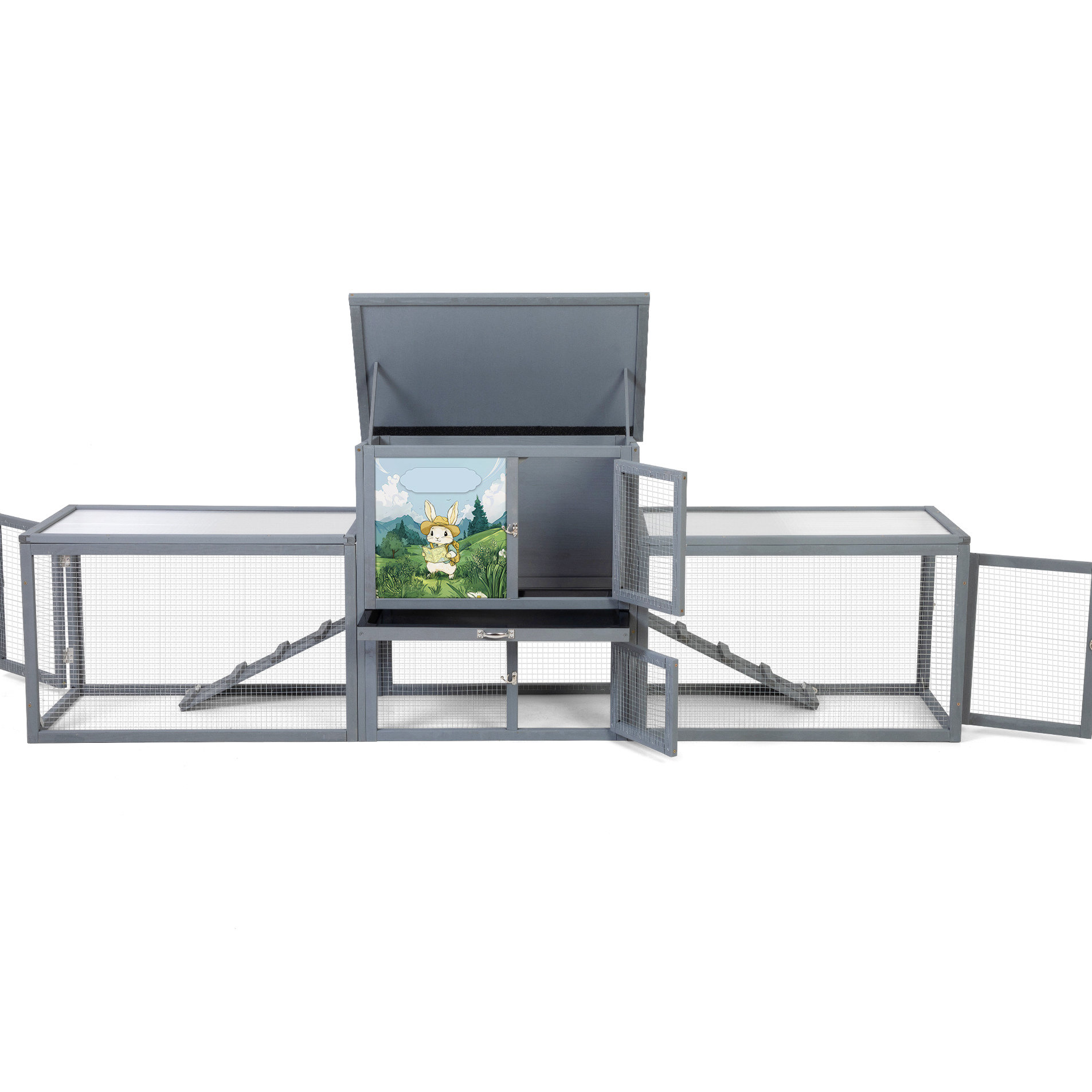 One Allium Way Outdoor Rabbit With Dual Spacious Runs, Cozy Resting ...