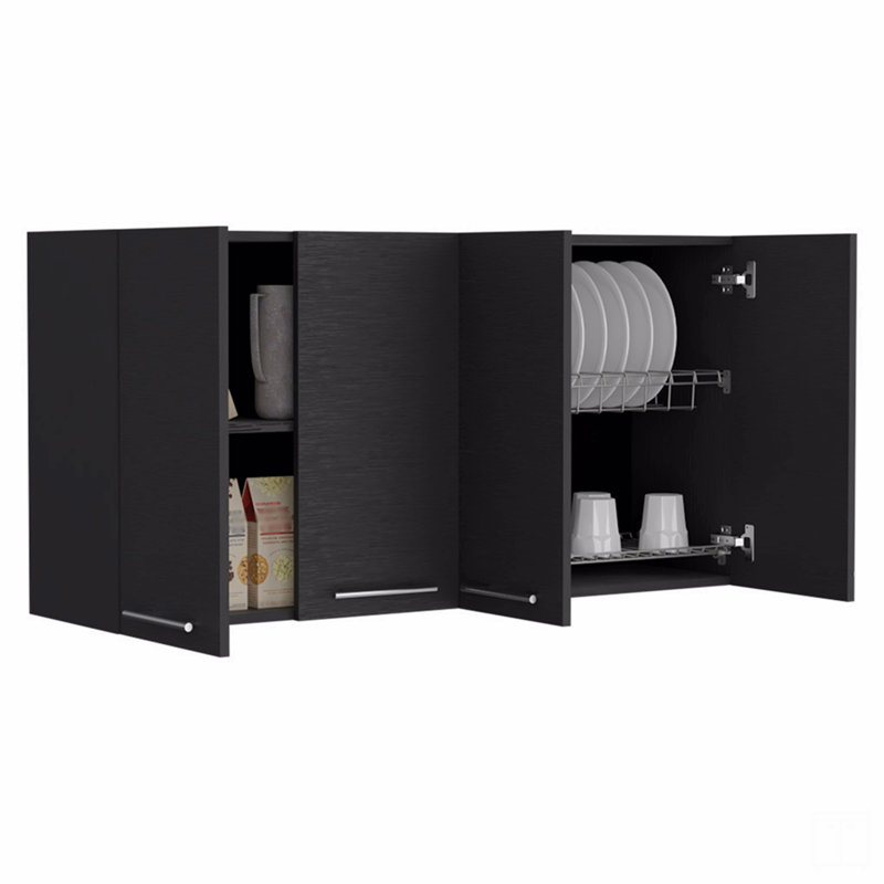 Armoire de cuisine Durham, quatre portes, Noir