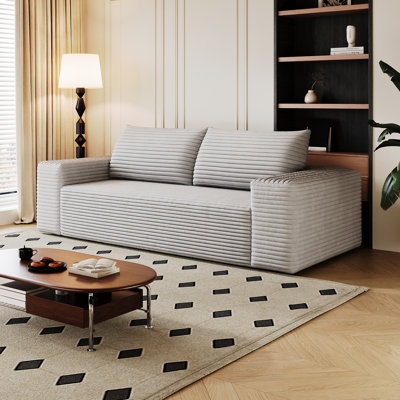 Canapé 3 places Boneless de 71 pouces, tissu en velours côtelé avec matériau doux pour la peau, sièges profonds avec structure durable, canapé confortable avec conception ergonomique, canapé pour le salon